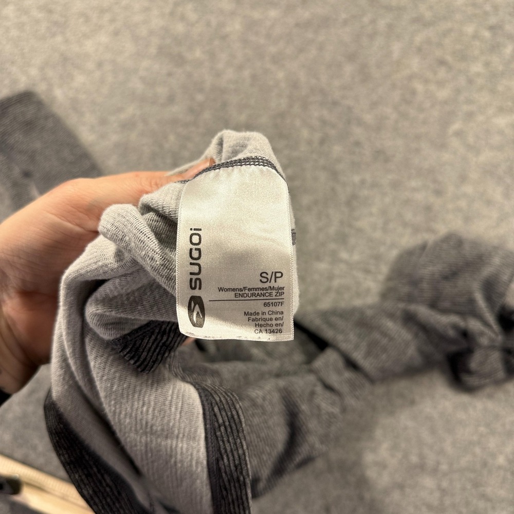 Sugoi Endurance 1/2 Zip Pullover Womens Small Gray Stripe Running Athletic Top - Picture 12 of 13